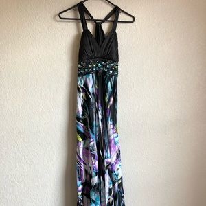 Full Length Prom Dress With Bedazzled Waist